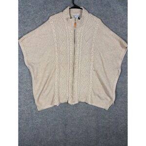 Cupcakes and‎ Cashmere Womens Knit Cable Knit Zip Up Poncho Small S/M Beige